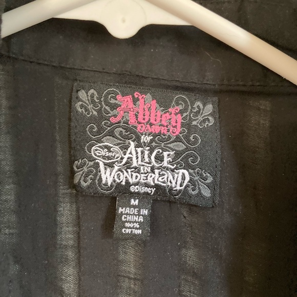 ***Rare Abbey Dawn for Alice in Wonderland Black Silver Chain Detail Blouse #S - Picture 2 of 10